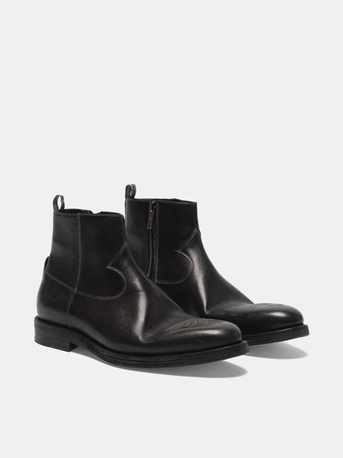 Men | Toro Smooth Leather Ankle Boots with Cowboy-Style Embroidery - Image 5