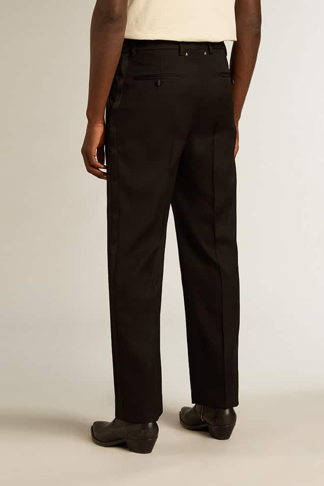 Men | Tuxedo Pants Black Wool Gabardine | Black - Image 6