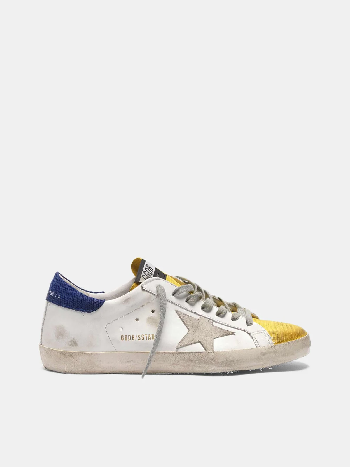 Men | Two-Tone Super-Star Sneakers with Yellow Lizard-Print Insert - Image 6