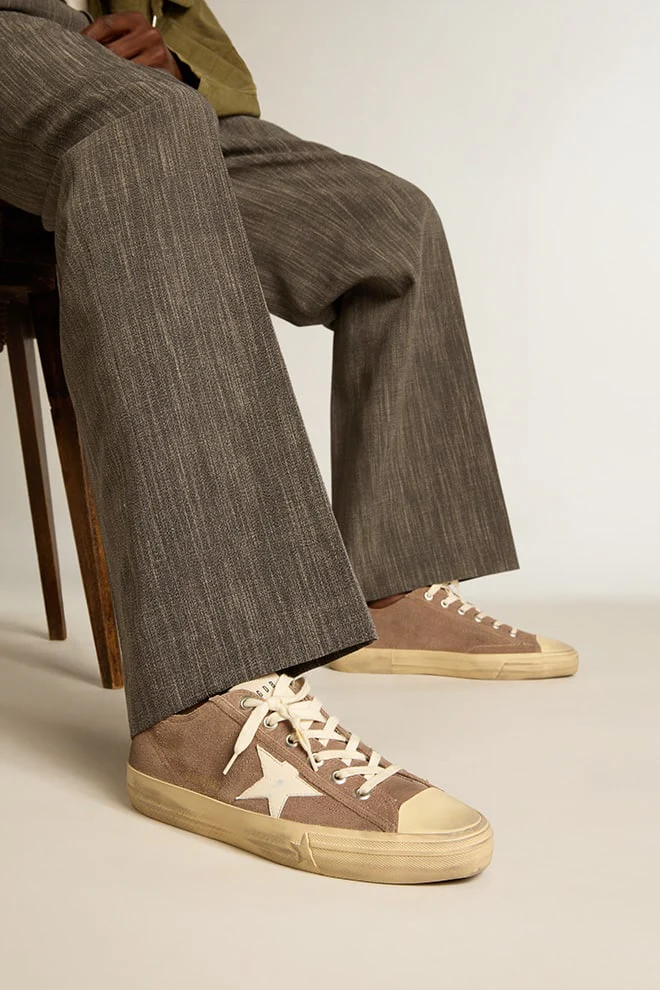 Men | V-Star Dove-Gray Suede with White Nappa Leather Star | Cinder x White - Image 3