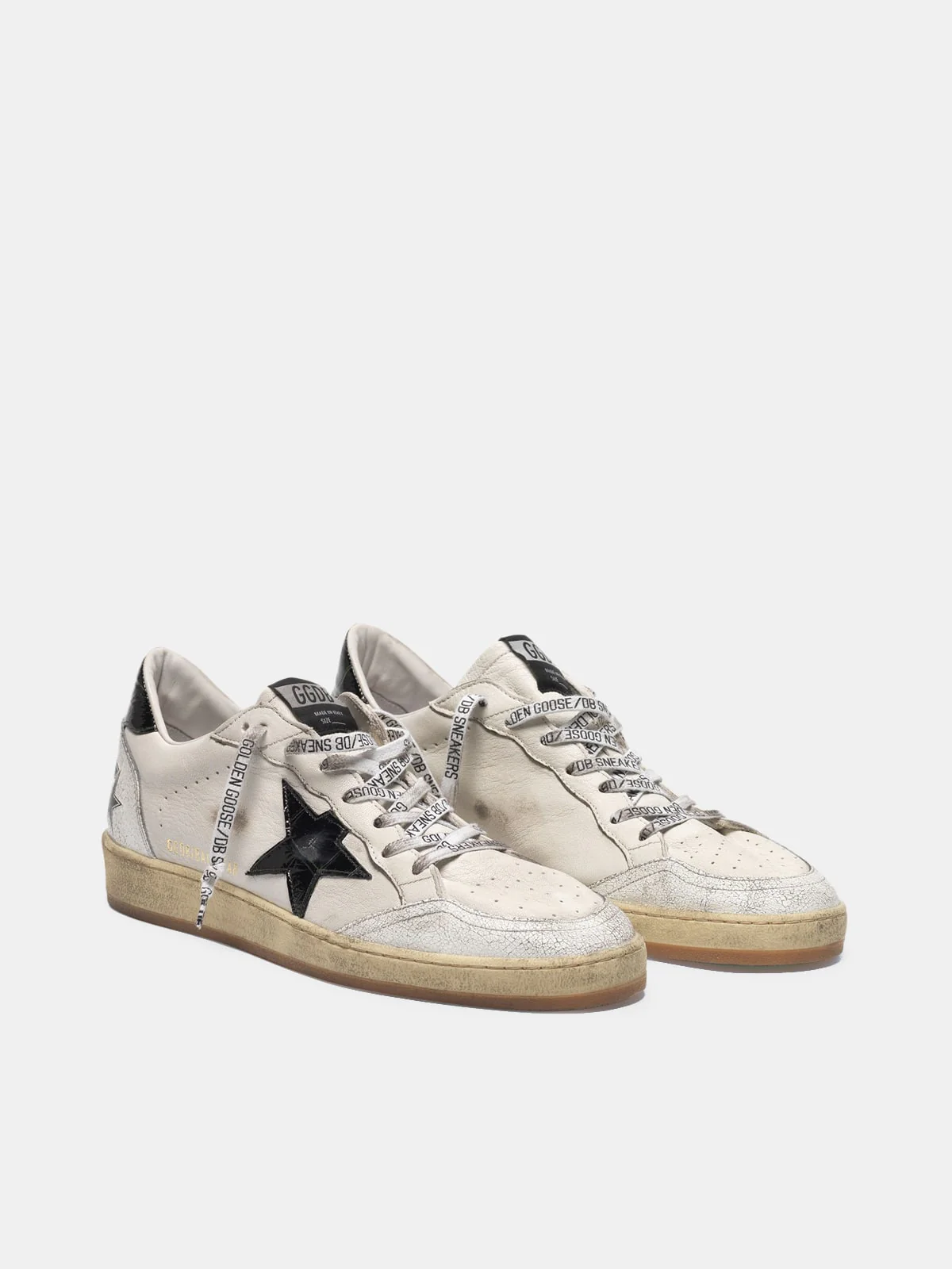 Men | White Ball Star Sneakers Leather with Glossy Black Star & Heel Tab - Image 8