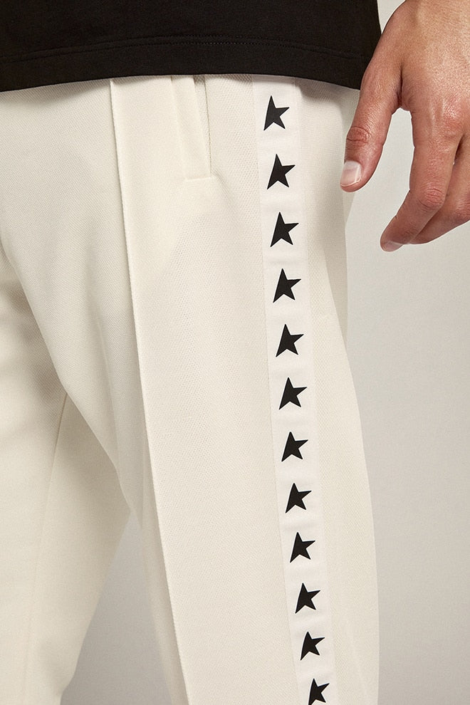 Men | White Joggers with Black Stars On The Sides | Papyrus x Black - Image 12