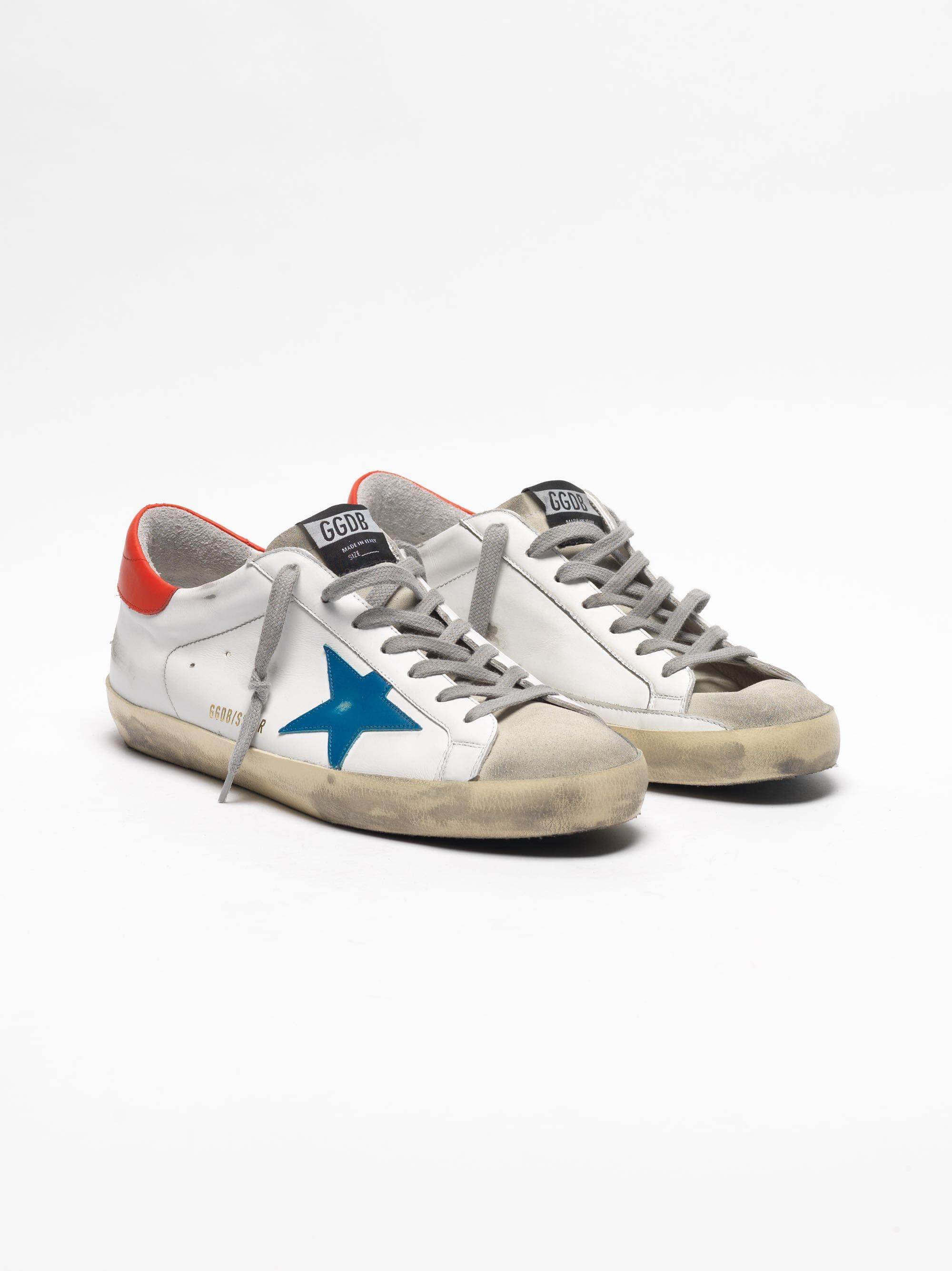 Men | White Leather Super-Star with Red Heel & Blue Star - Image 2