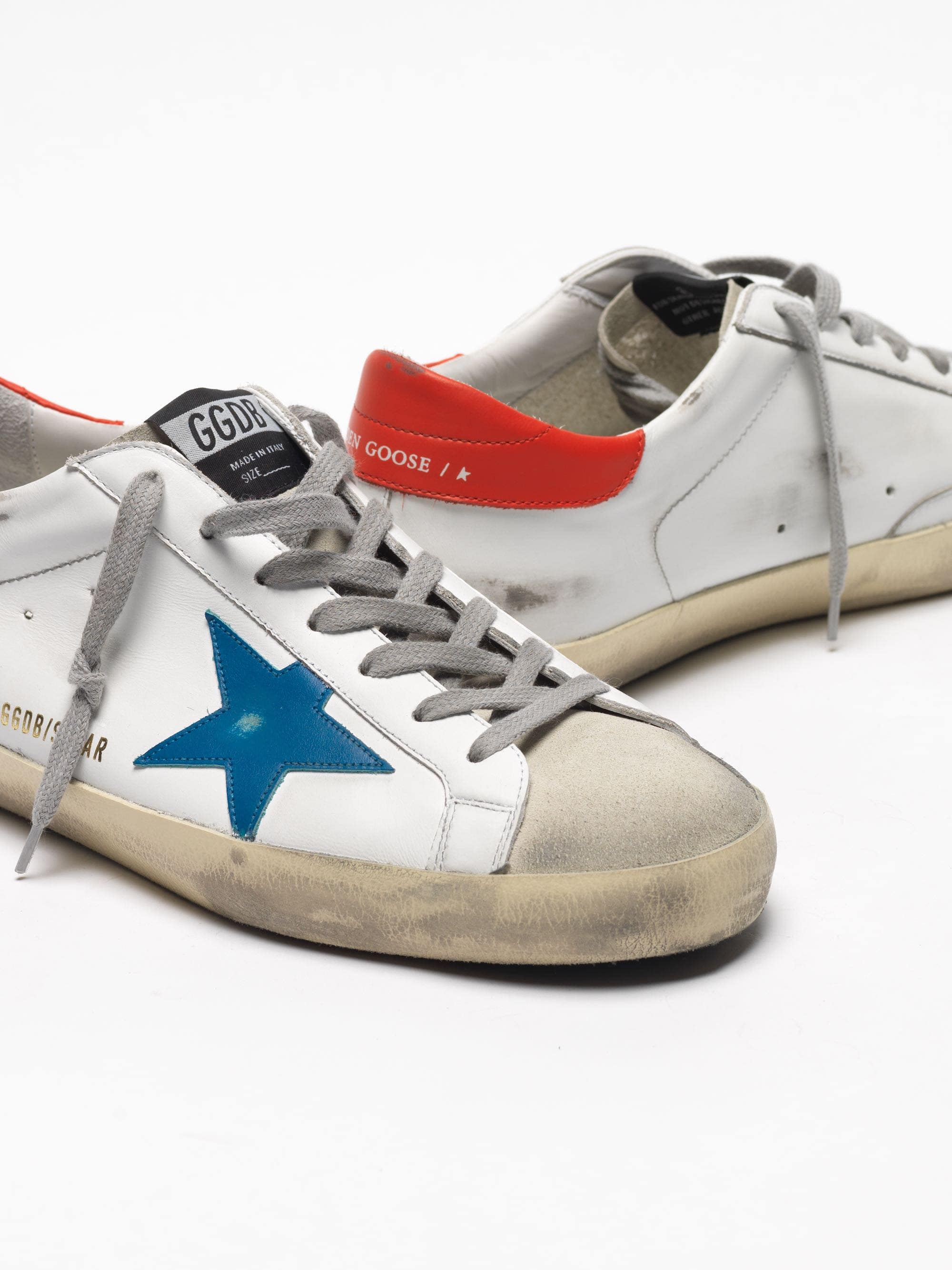 Men | White Leather Super-Star with Red Heel & Blue Star - Image 8