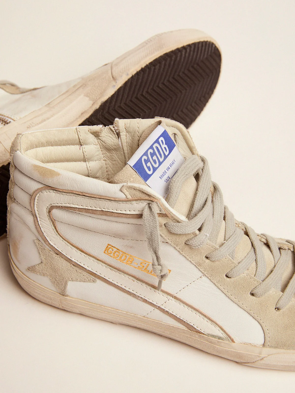 Men | White Slide Sneakers Leather & Suede - Image 2