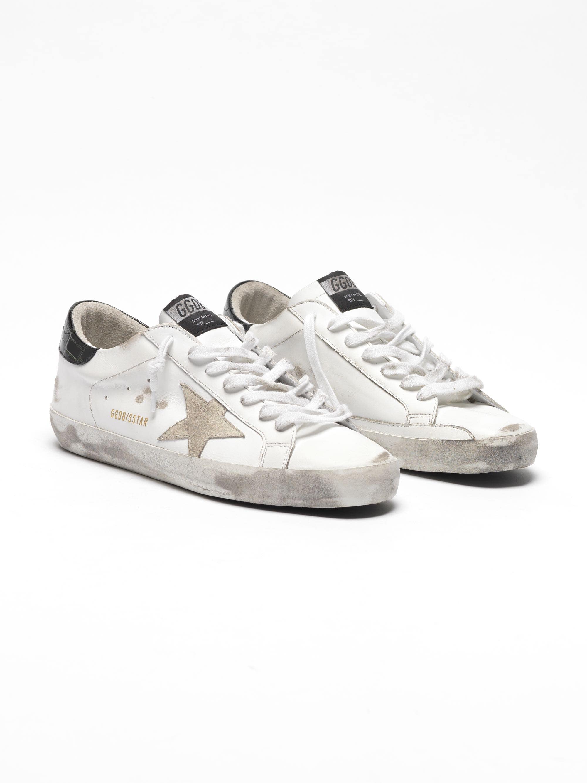 Men | White Super-Star Sneakers with Black Croc-Print Heel Tab - Image 6