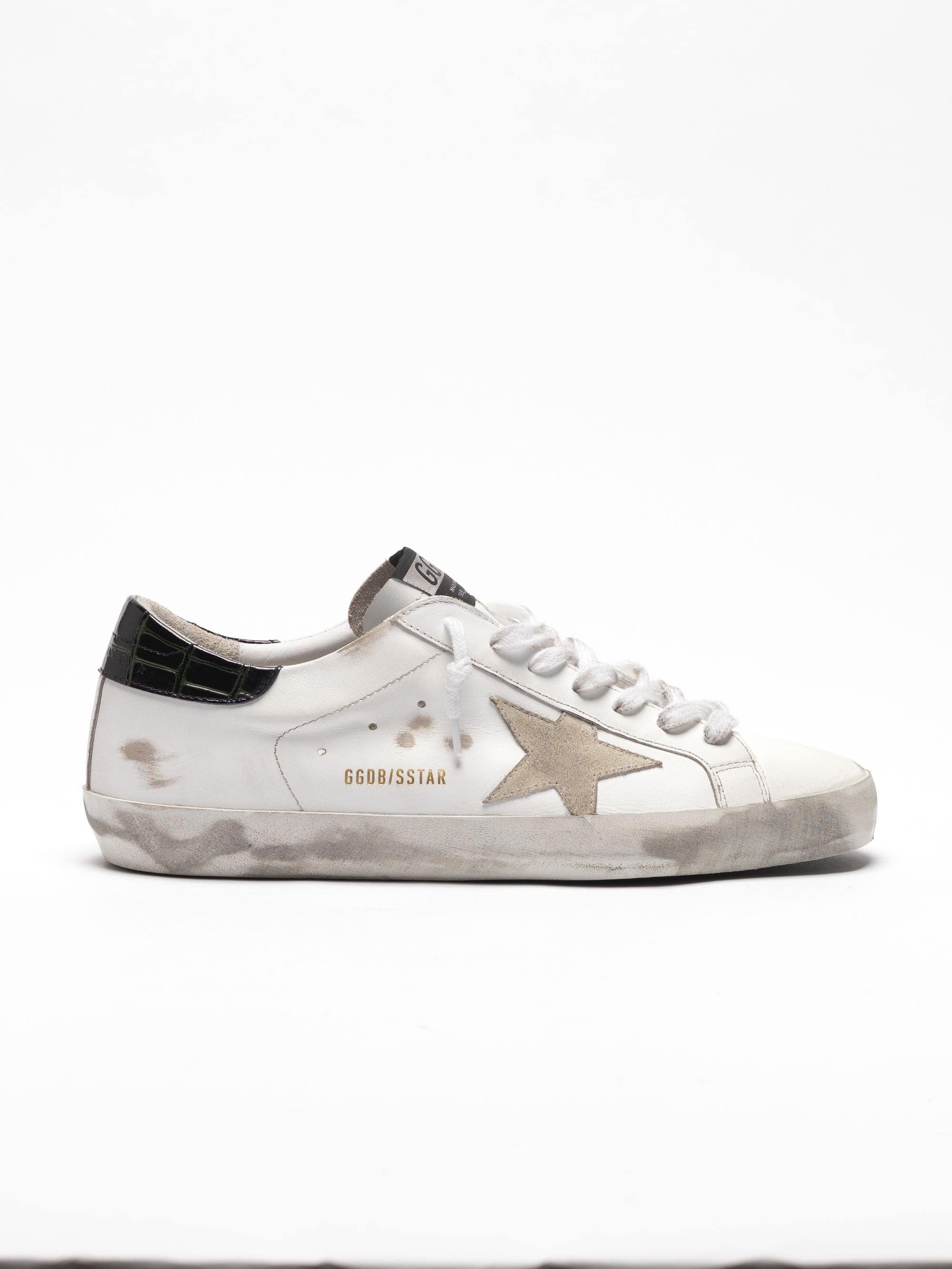 Men | White Super-Star Sneakers with Black Croc-Print Heel Tab - Image 7