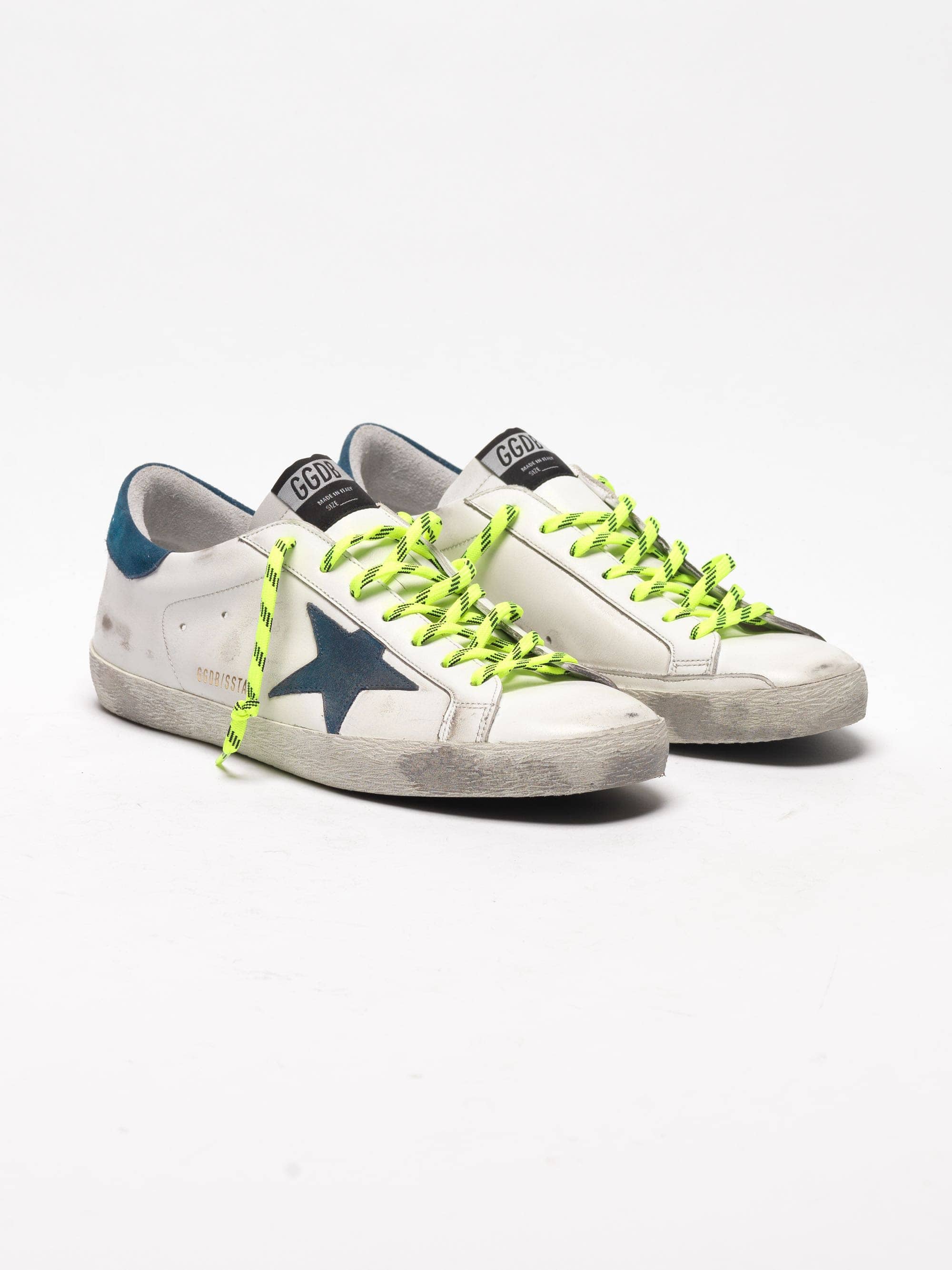 Men | White Super-Star Sneakers with Fluorescent Trekking Laces - Image 7