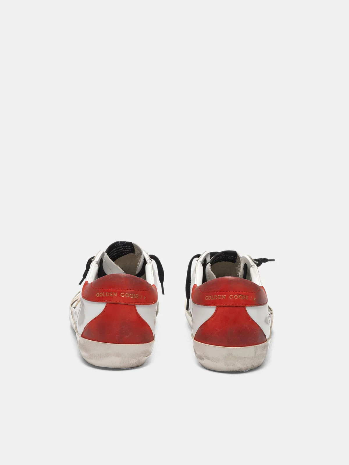 Men | White Super-Star Sneakers with Red Rear & Black Laces - Image 8