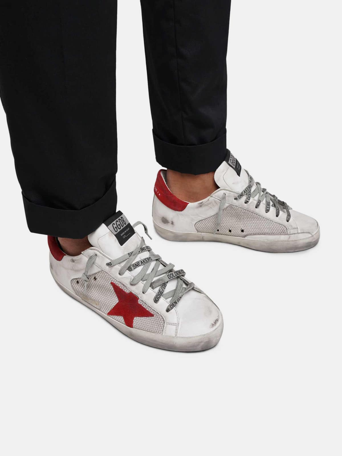 Men | White Superstar Sneakers Leather with Red Star - Image 3