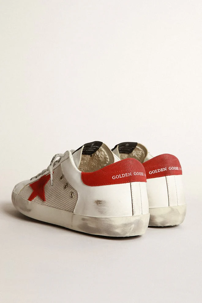 Men | White Superstar Sneakers Leather with Red Star | White x Light Silver x Red - Image 5