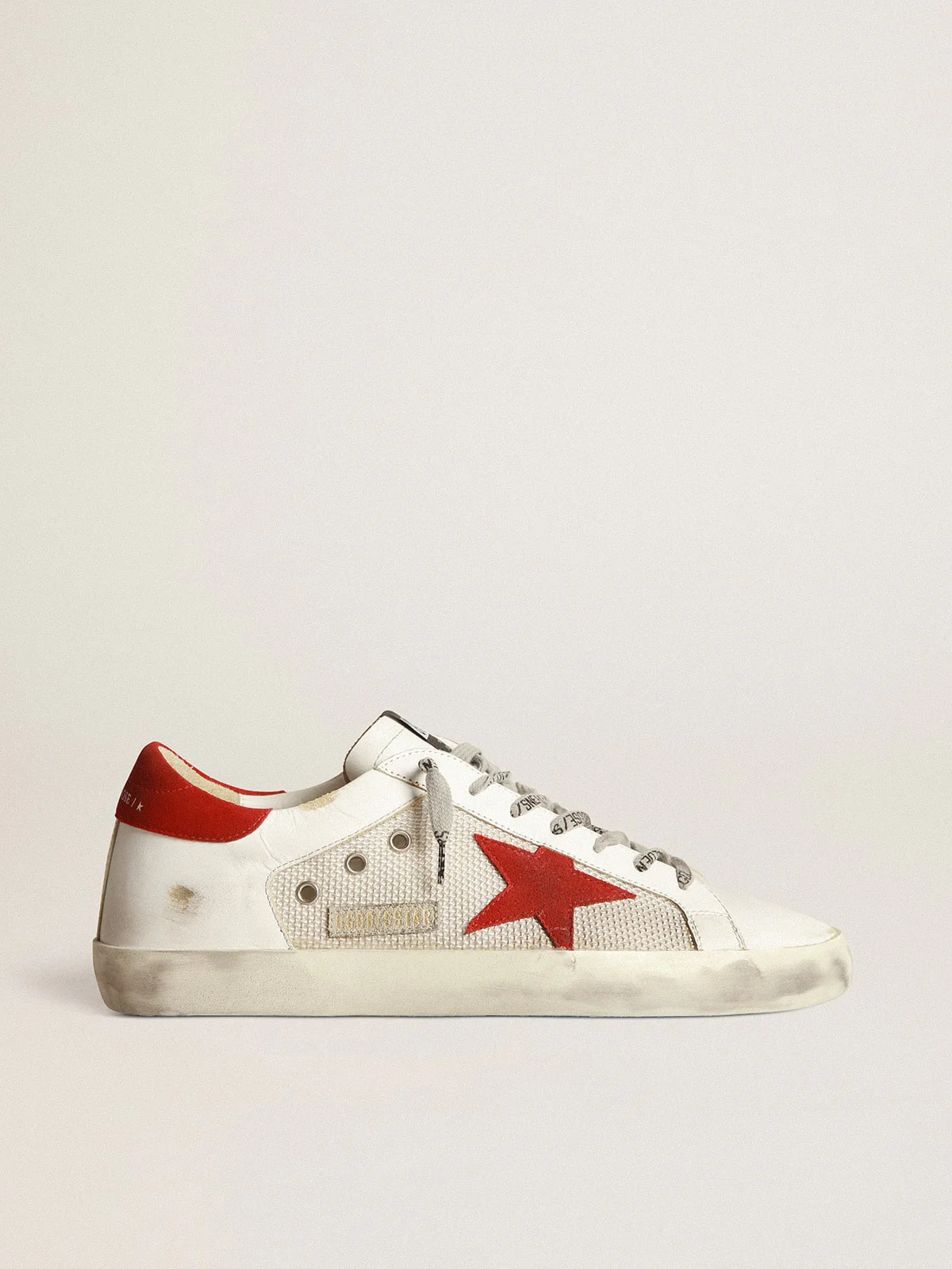 Men | White Superstar Sneakers Leather with Red Star | White x Light Silver x Red - Image 6