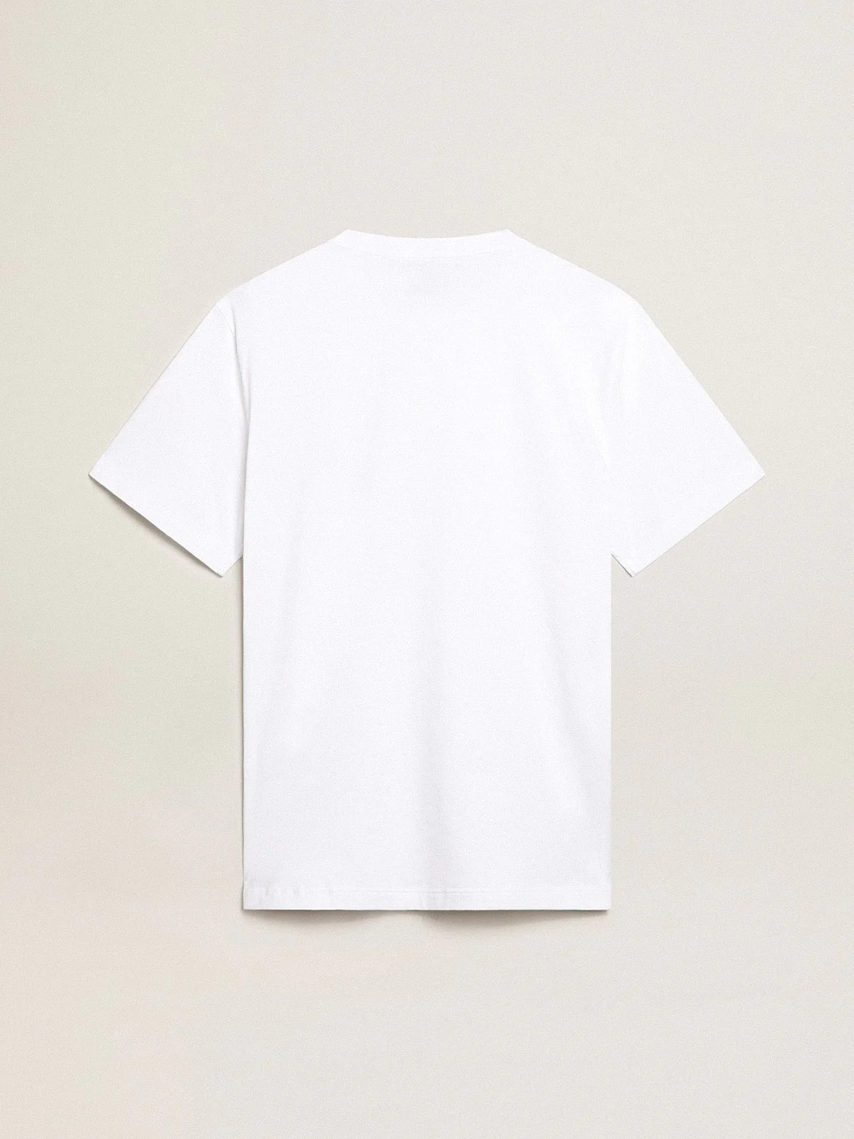 Men | White T-Shirt with Dark Blue Star On The Front | Optic White x Dark Blue - Image 3