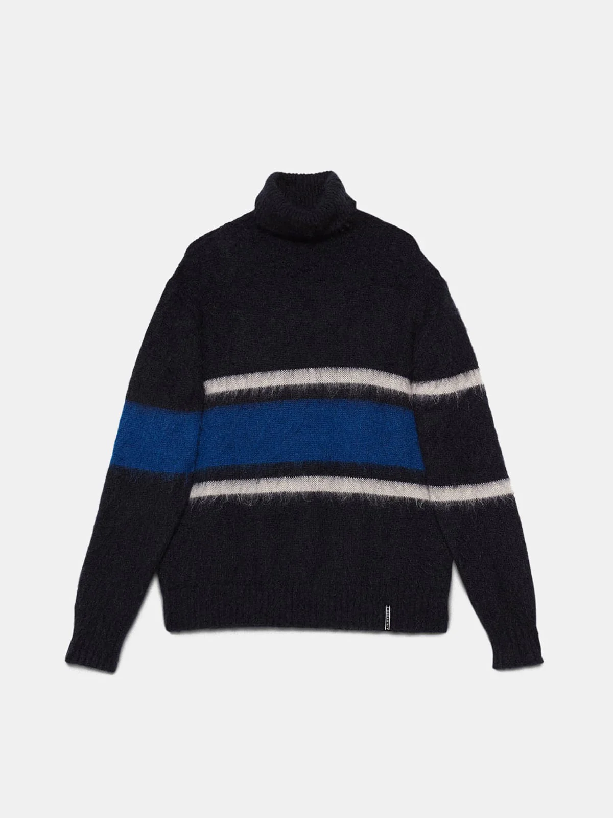 Men | Yoshiro Turtleneck Sweater Teaselled Wool with Striped Pattern - Image 3
