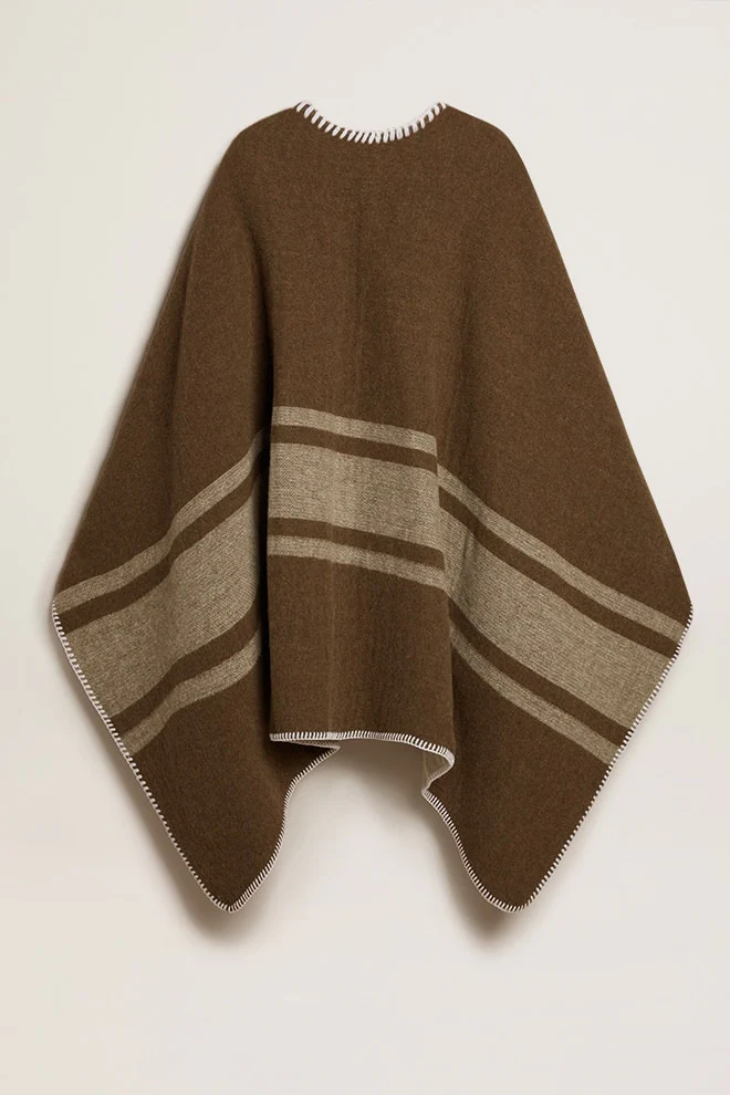 Unisex | Double-Sided Cape Military-Green Wool Blend | Army Green x Off White - Image 9
