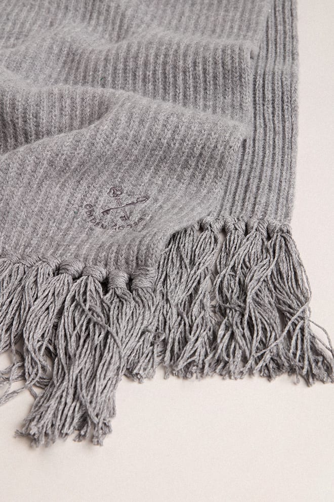 Unisex | Gray Ribbed Wool Scarf | Grey Melange - Image 5