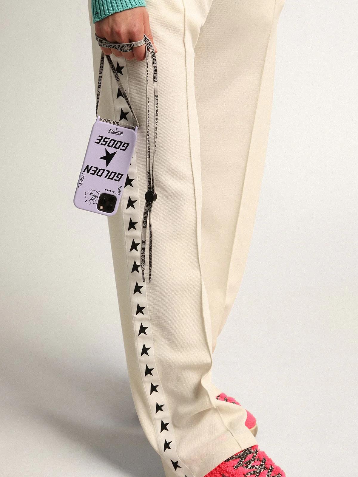 Unisex | Lilac Iphone 12 & 12 Pro Case with Contrasting Black Logo & Logo Lanyards | Lilac - Image 3