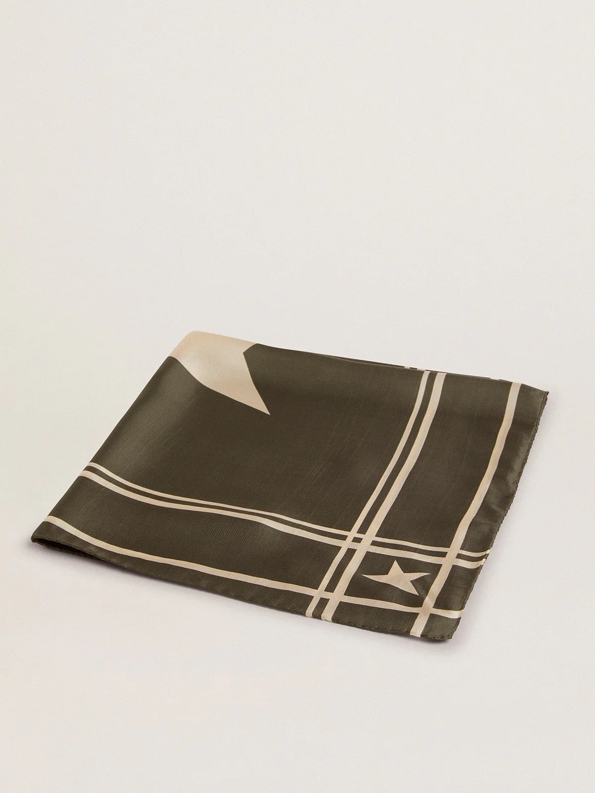 Unisex | Moss Green Scarf with Contrasting White Stripes & Stars | Moss Green - Image 5