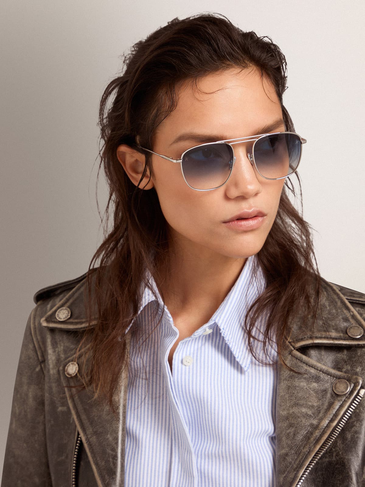 Unisex | Sunframe Roger Aviator Model with Silver Frame | Silver x Blue - Image 10