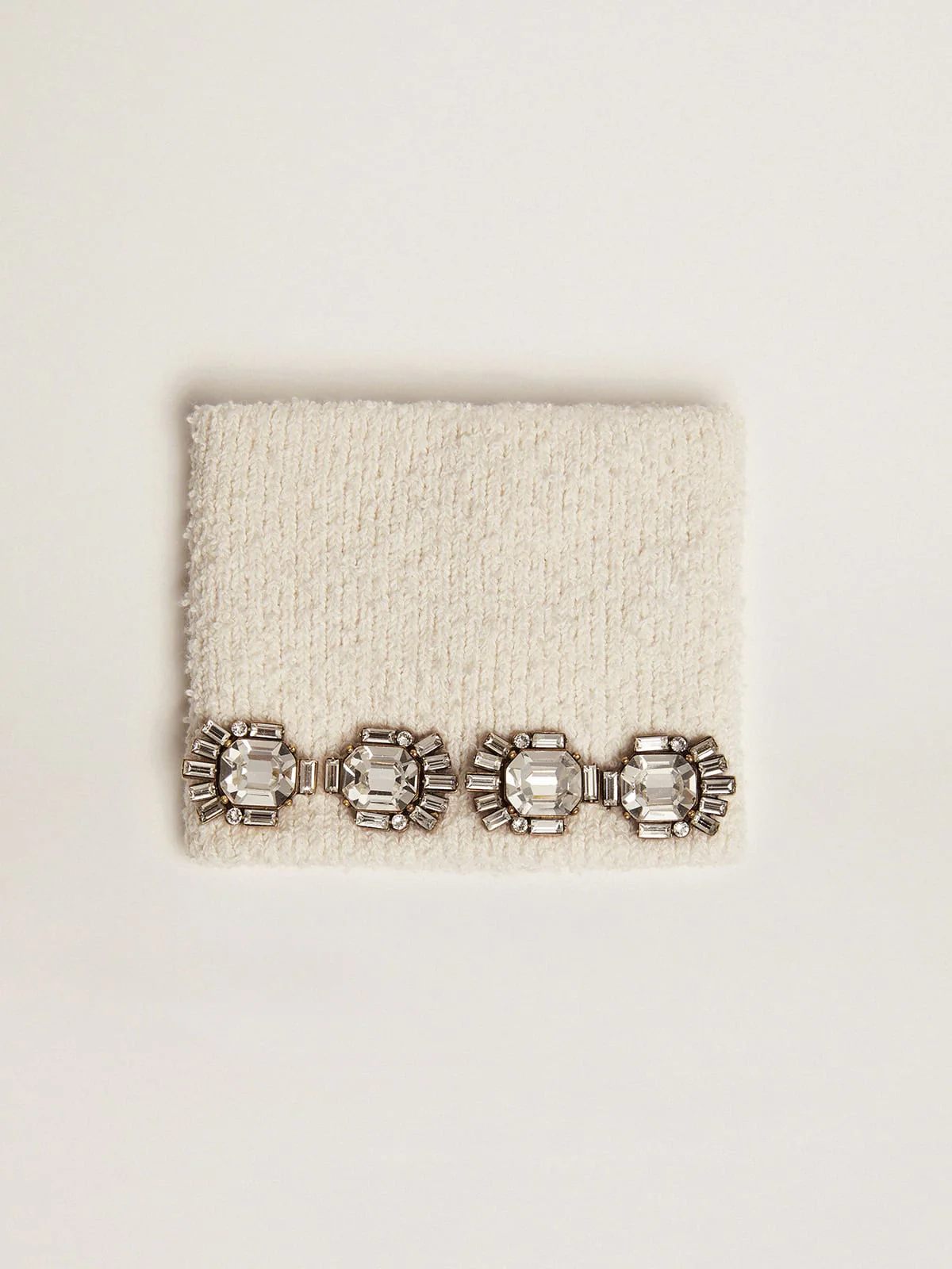 Unisex | White Cuff with Baguette-Shaped Crystals | Vintage White x Antique Gold - Image 4