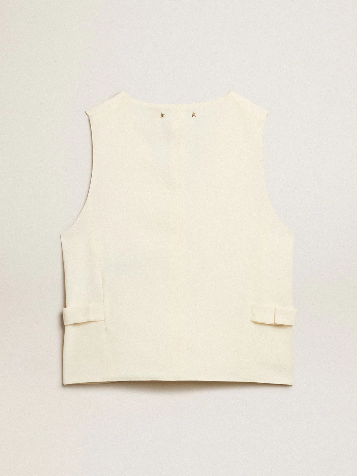 Women | Aged White V-Neck Gilet | Arctic Wolf - Image 6