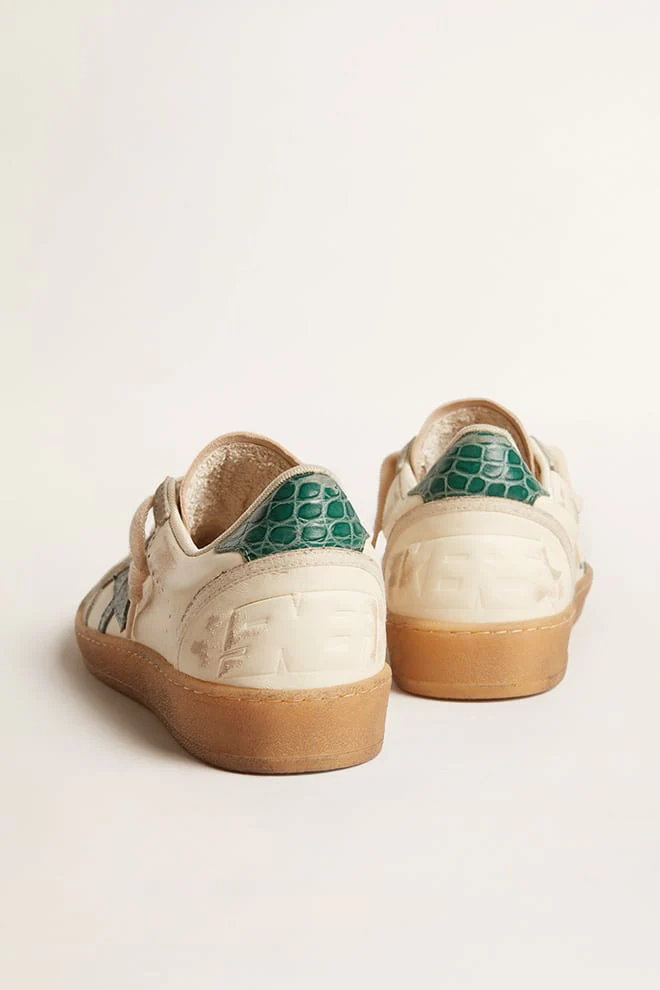 Women | Ball Star Ltd Nappa with Green Crocodile-Print Leather Star | White x Ice x Green - Image 3