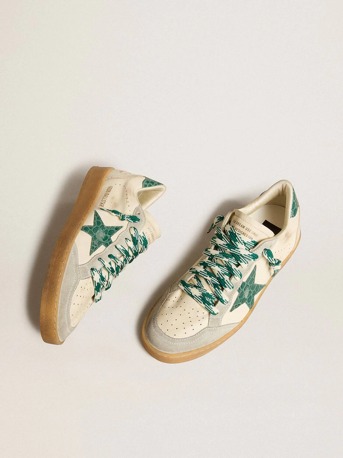 Women | Ball Star Ltd Nappa with Green Crocodile-Print Leather Star | White x Ice x Green - Image 4