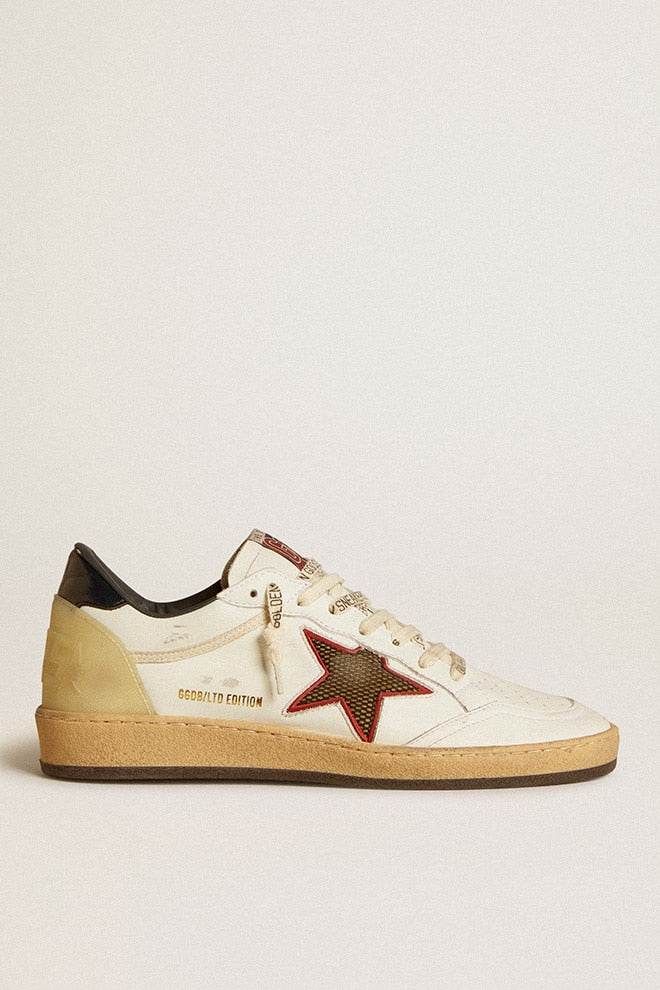Women | Ball Star Ltd with Mesh Star & Midnight Blue Leather Heel Tab | White x Beige x Blue - Image 6