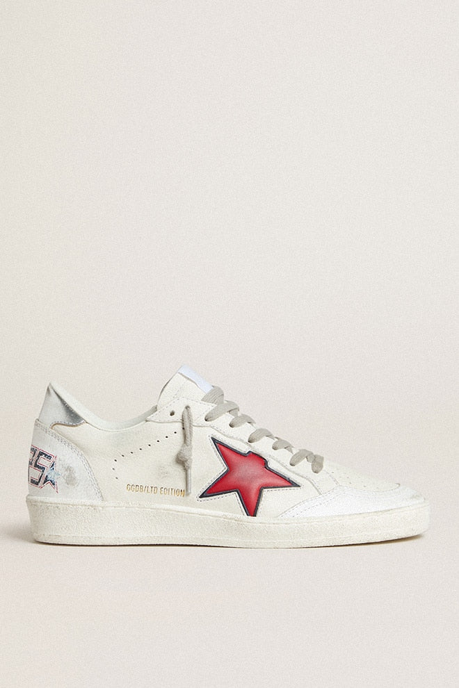 Women | Ball Star Ltd with Red Star & Silver Heel Tab | White x Red x Silver - Image 4