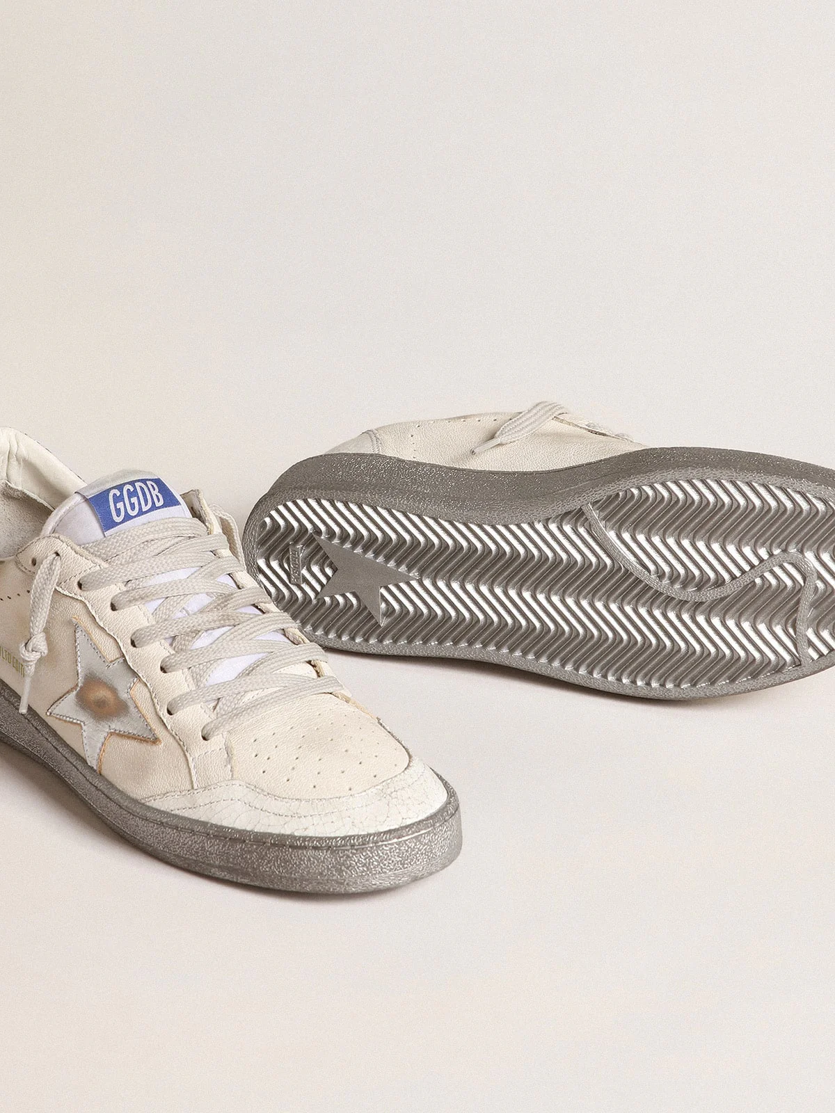 Women | Ball Star Ltd with Silver Glitter Heel Tab & Silver Star | White x Silver - Image 5