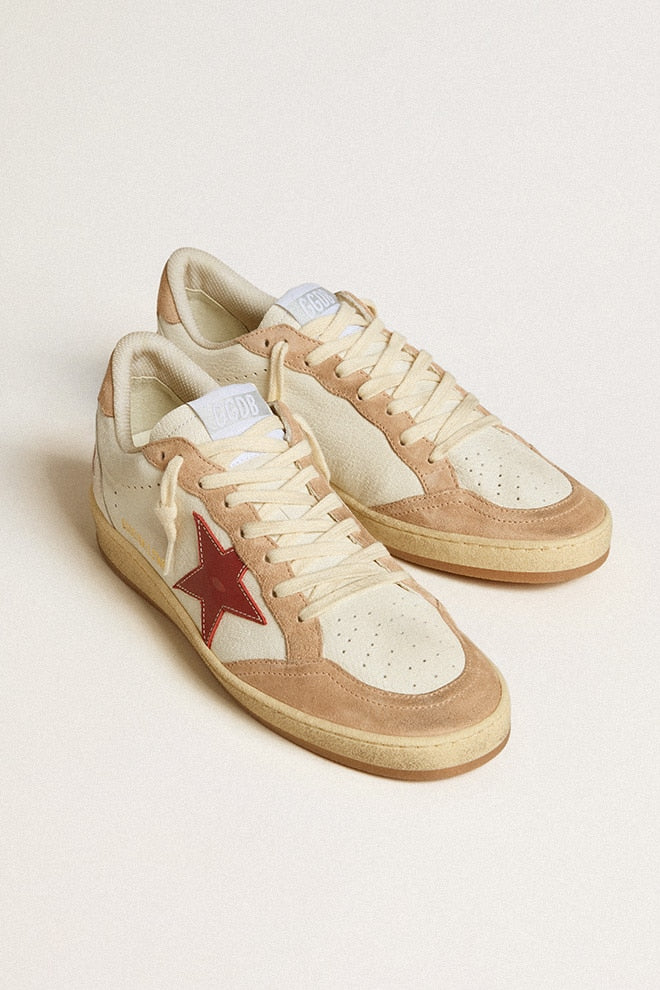 Women | Ball Star Nappa Leather with Red Star & Pink Suede Inserts | White x Red x Pink - Image 3