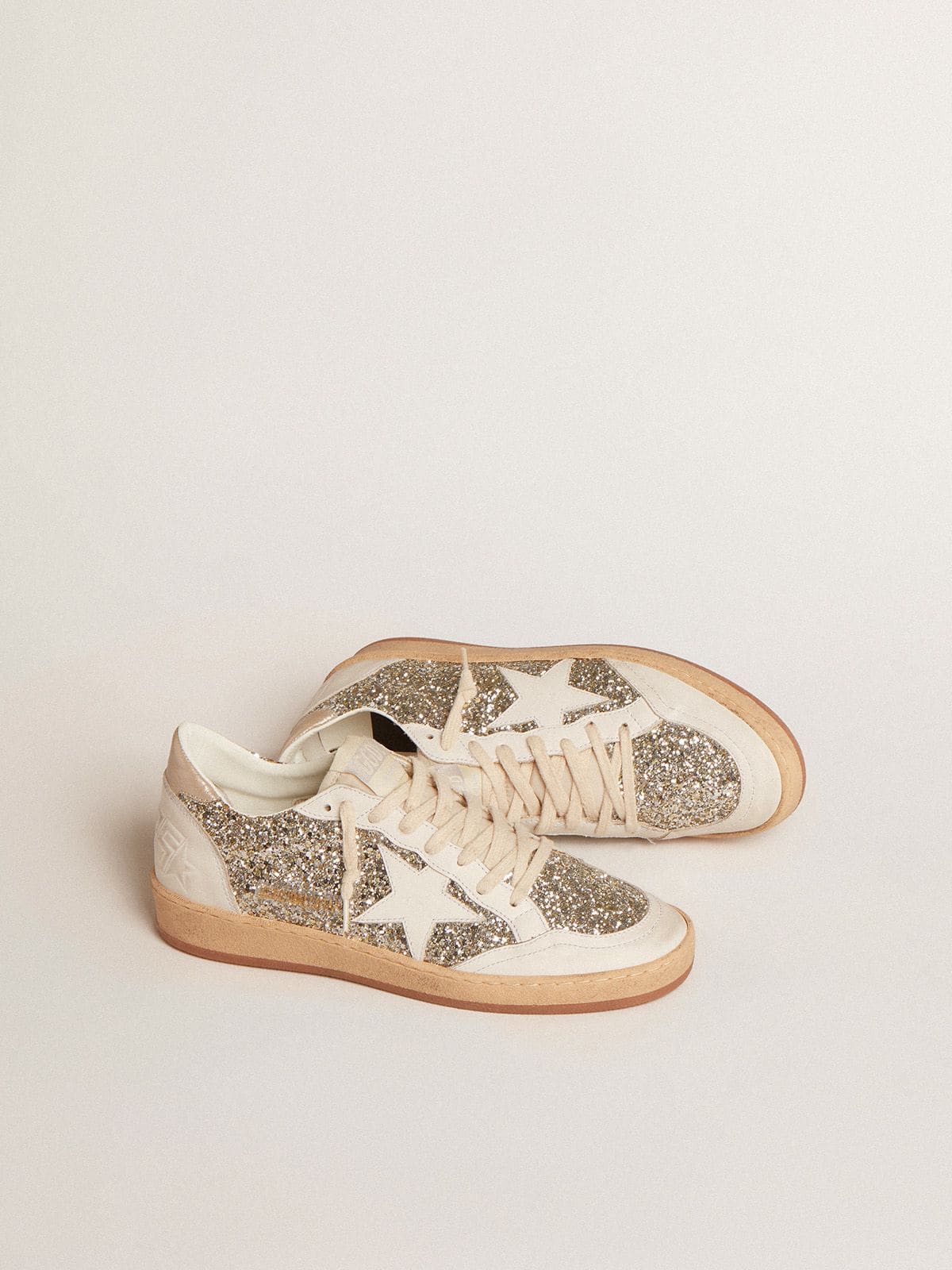 Women | Ball Star Platinum Glitter with White Leather Star & Inserts | Platinum x Milky x White - Image 4