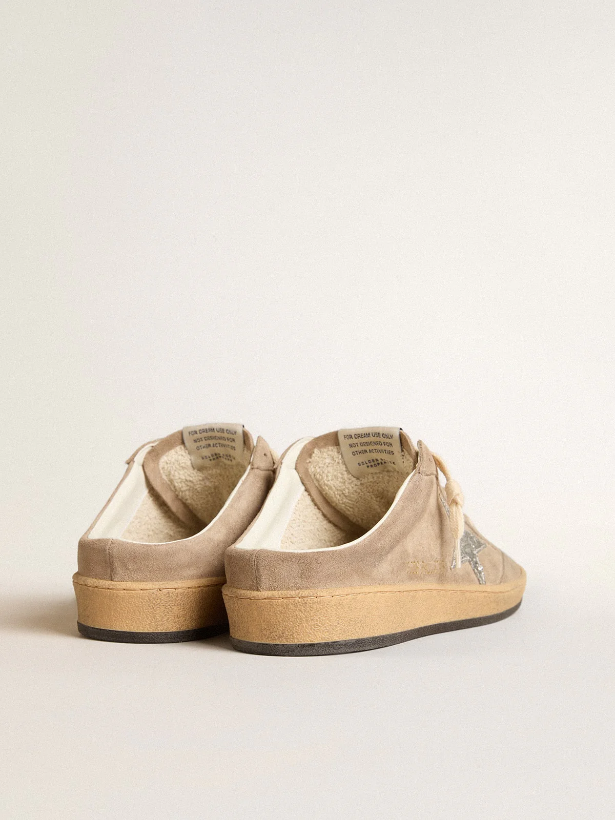 Women | Ball Star Sabots Dove-Gray Suede with Silver Glitter Star | Taupe x Silver - Image 5