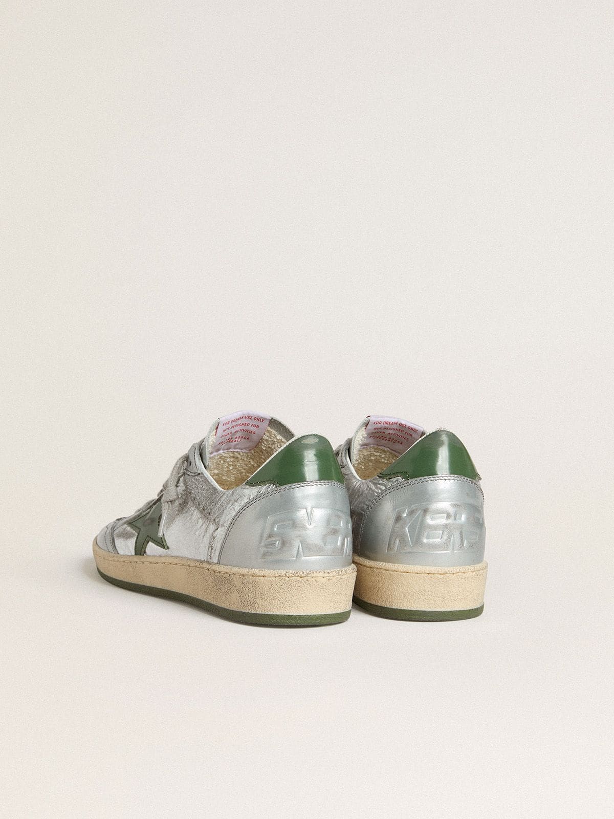 Women | Ball Star Silver Nylon with Green Leather Star & Heel Tab | Silver x Green - Image 10