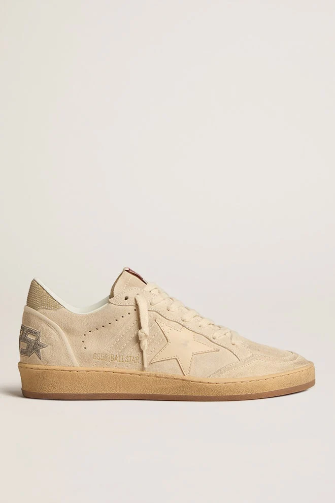Women | Ball Star Suede with Smoke Gray Leather Star | Seedpearl x Smoke Gray x Gold - Image 4