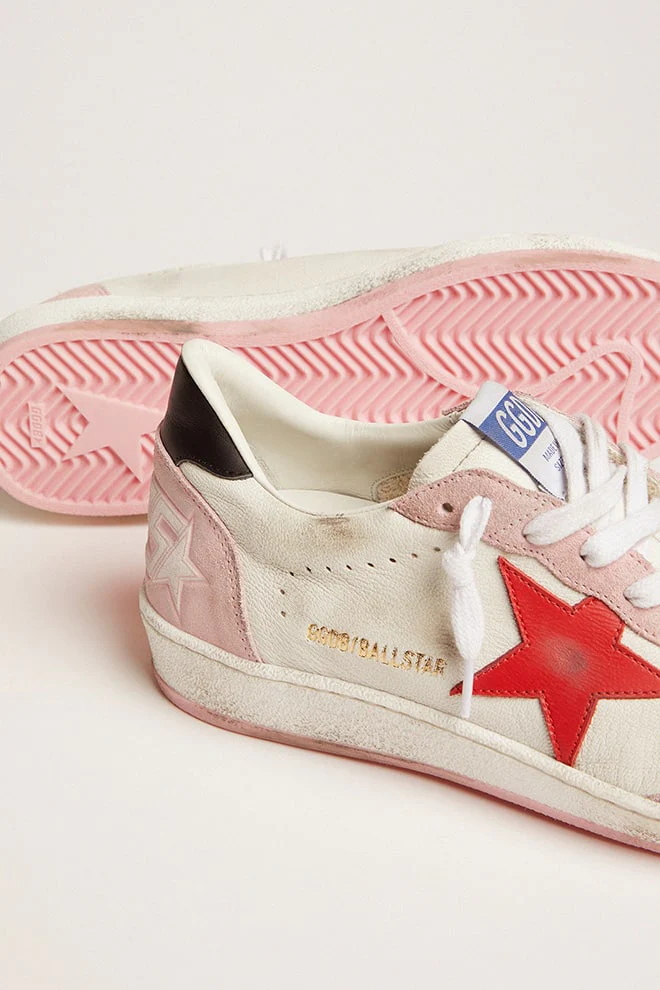 Women | Ball Star White & Baby Pink with Red Star | White x Baby Pink x Red x Black - Image 6