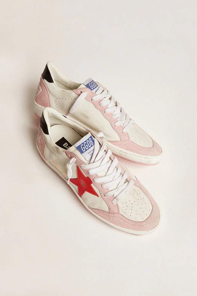 Women | Ball Star White & Baby Pink with Red Star | White x Baby Pink x Red x Black - Image 7