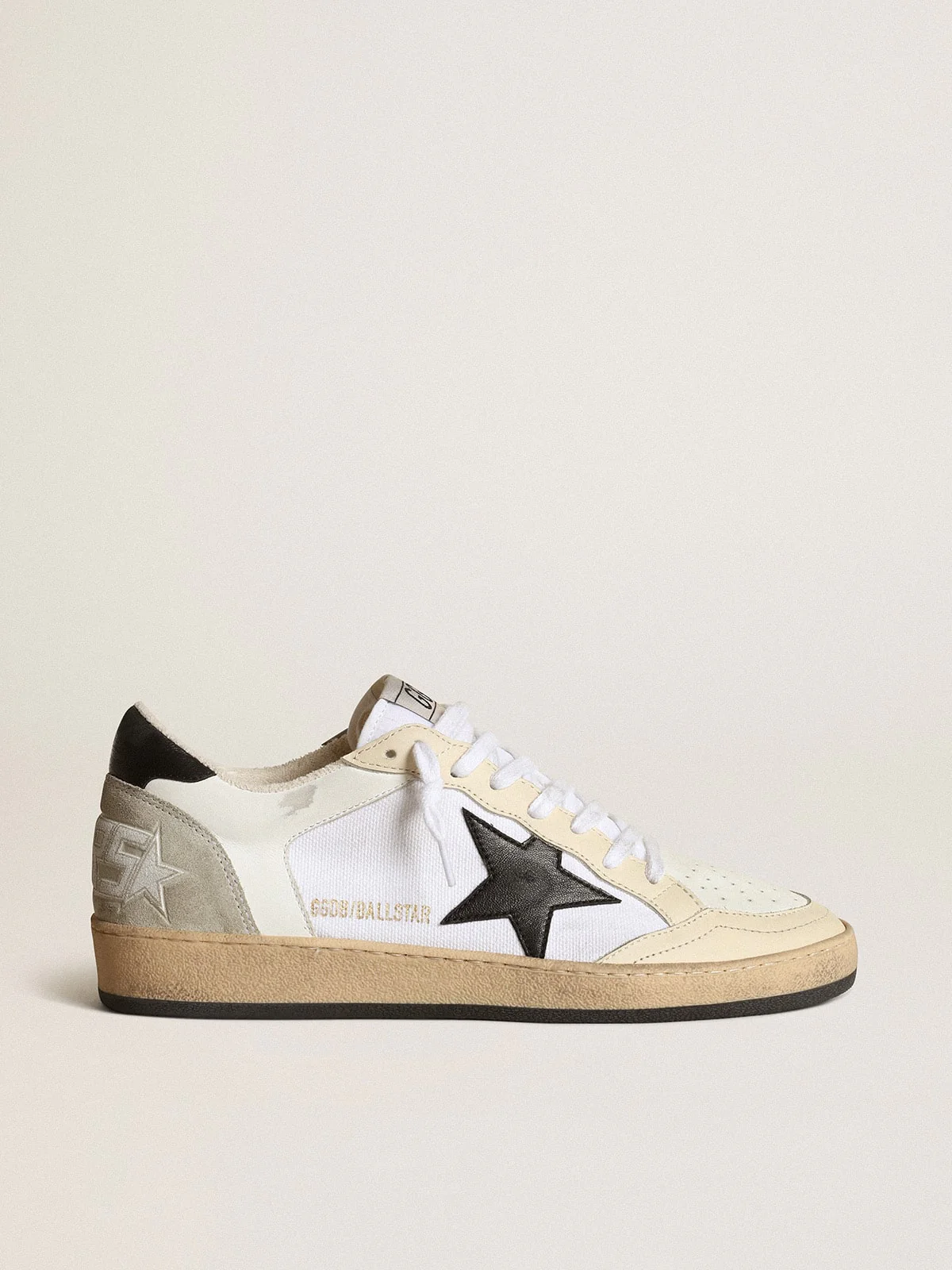 Women | Ball Star White Canvas & Leather with Black Star | White x Ivory x Black x Ice - Image 7