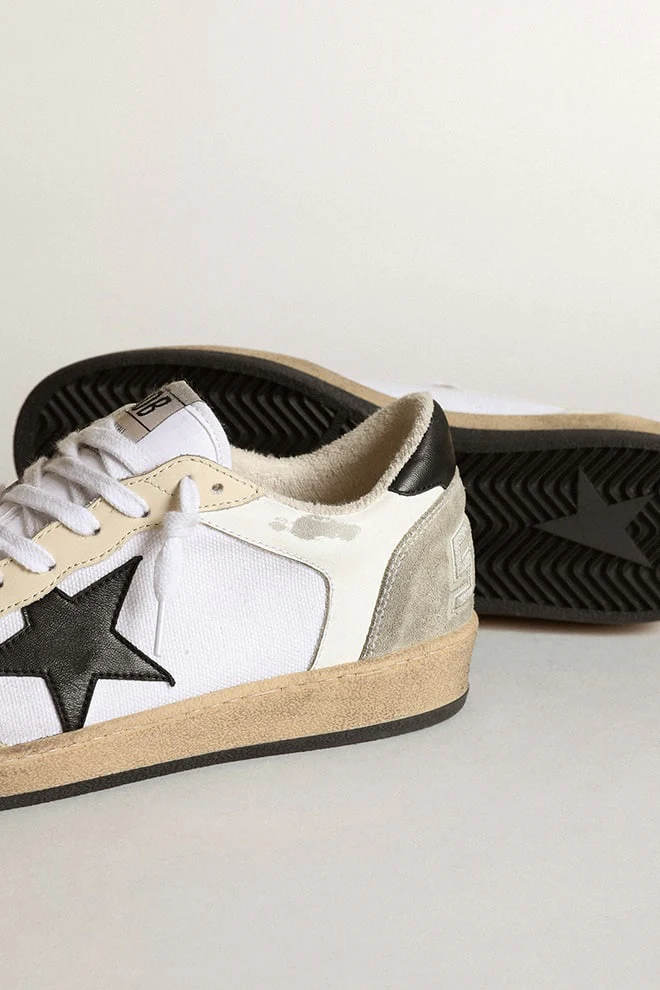 Women | Ball Star White Canvas & Leather with Black Star | White x Ivory x Black x Ice - Image 9