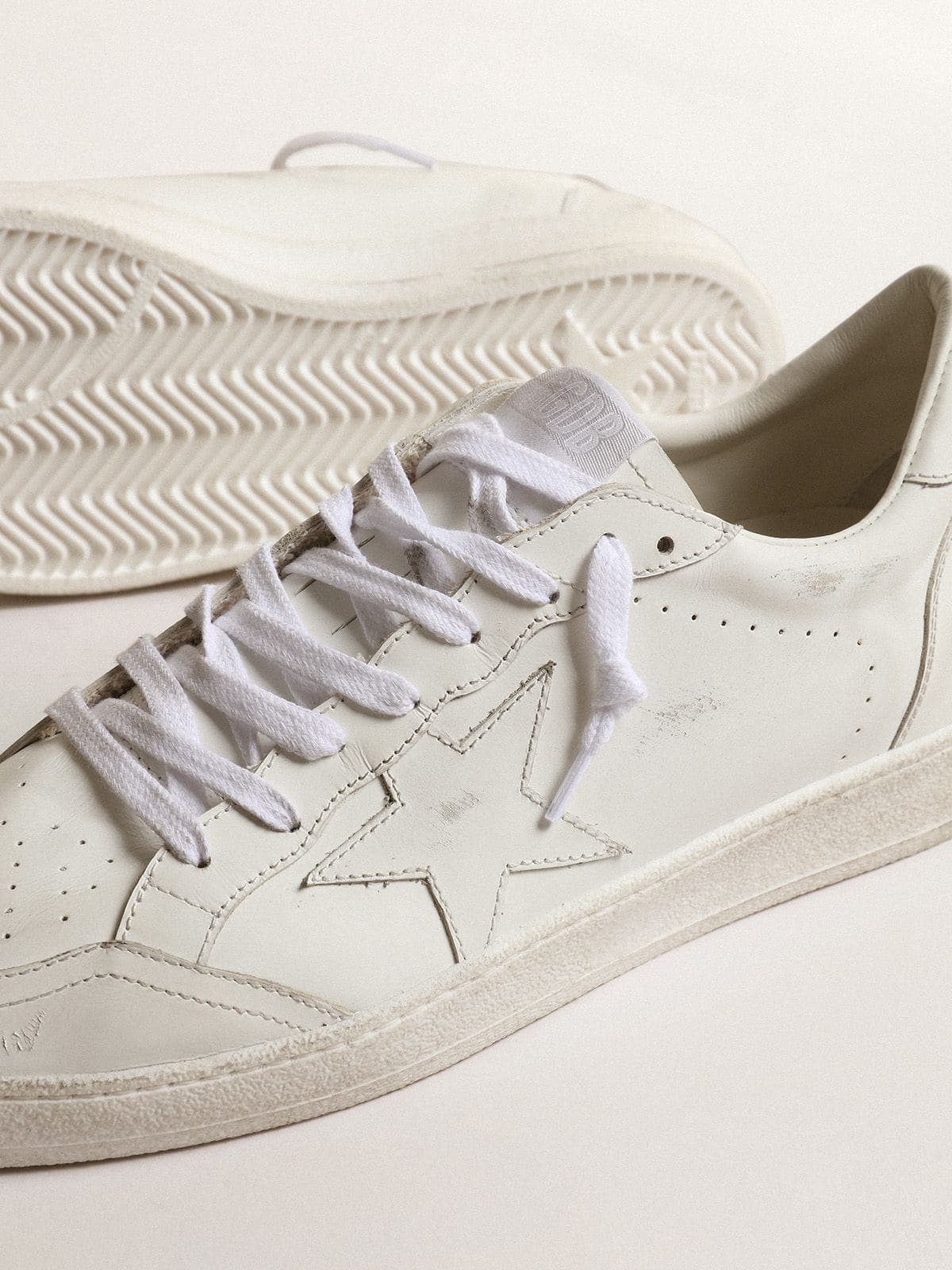Women | Ball Star White Leather with White Leather Star & Heel Tab | Optic White - Image 7