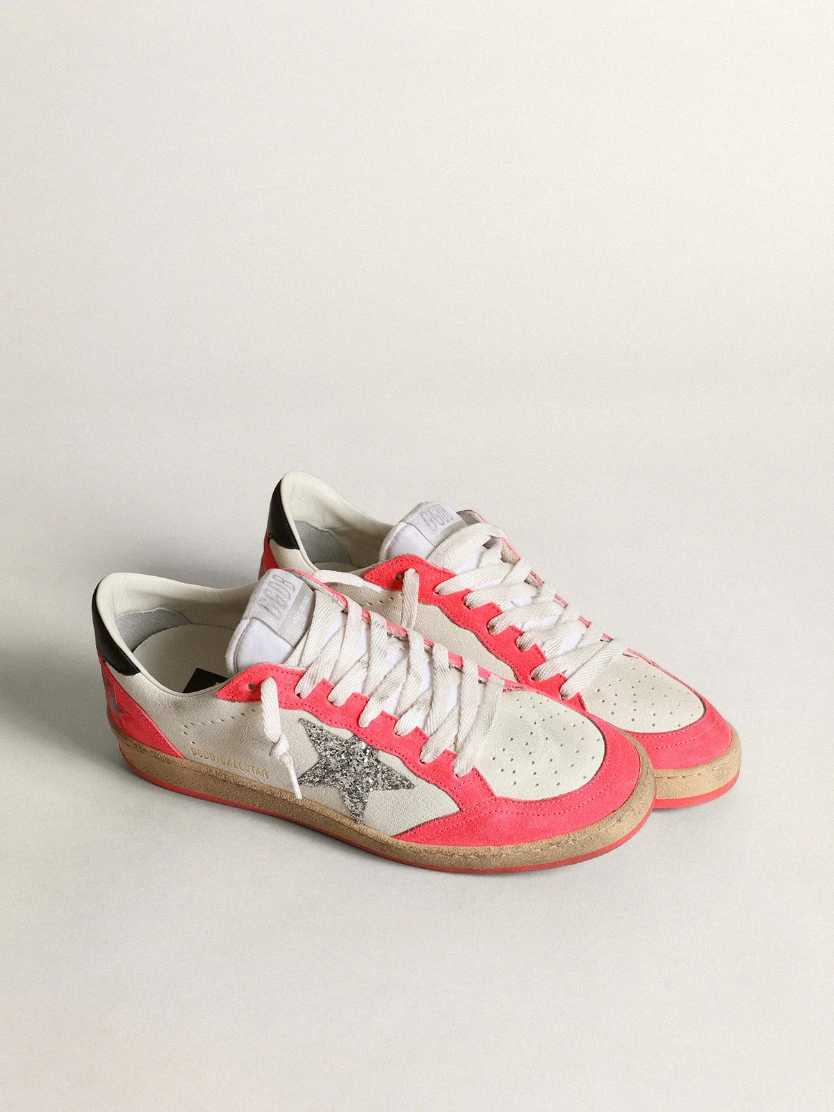 Women | Ball Star White Nappa with Glitter Star | White x Lobster Fluo x Black - Image 3