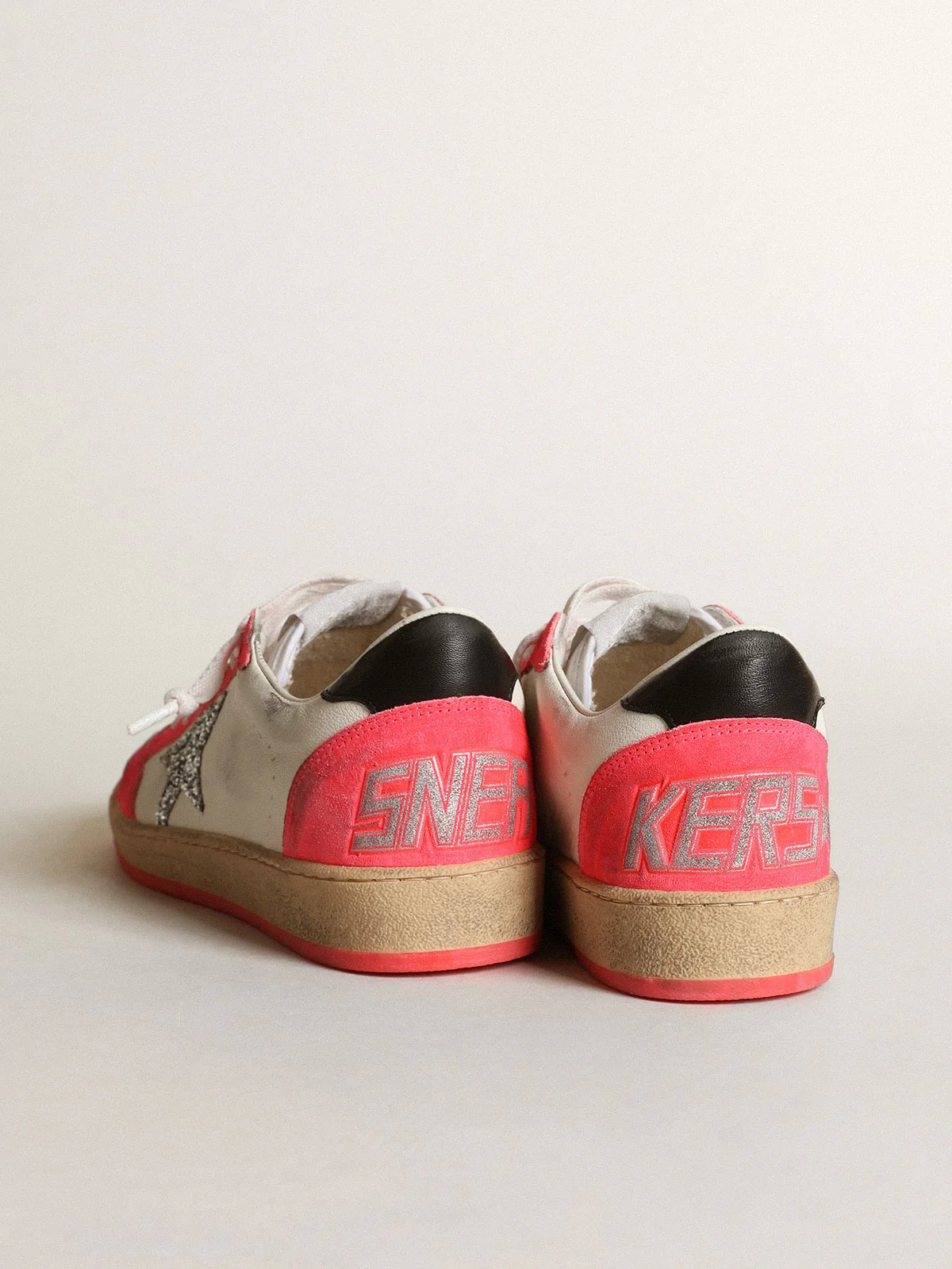 Women | Ball Star White Nappa with Glitter Star | White x Lobster Fluo x Black - Image 7