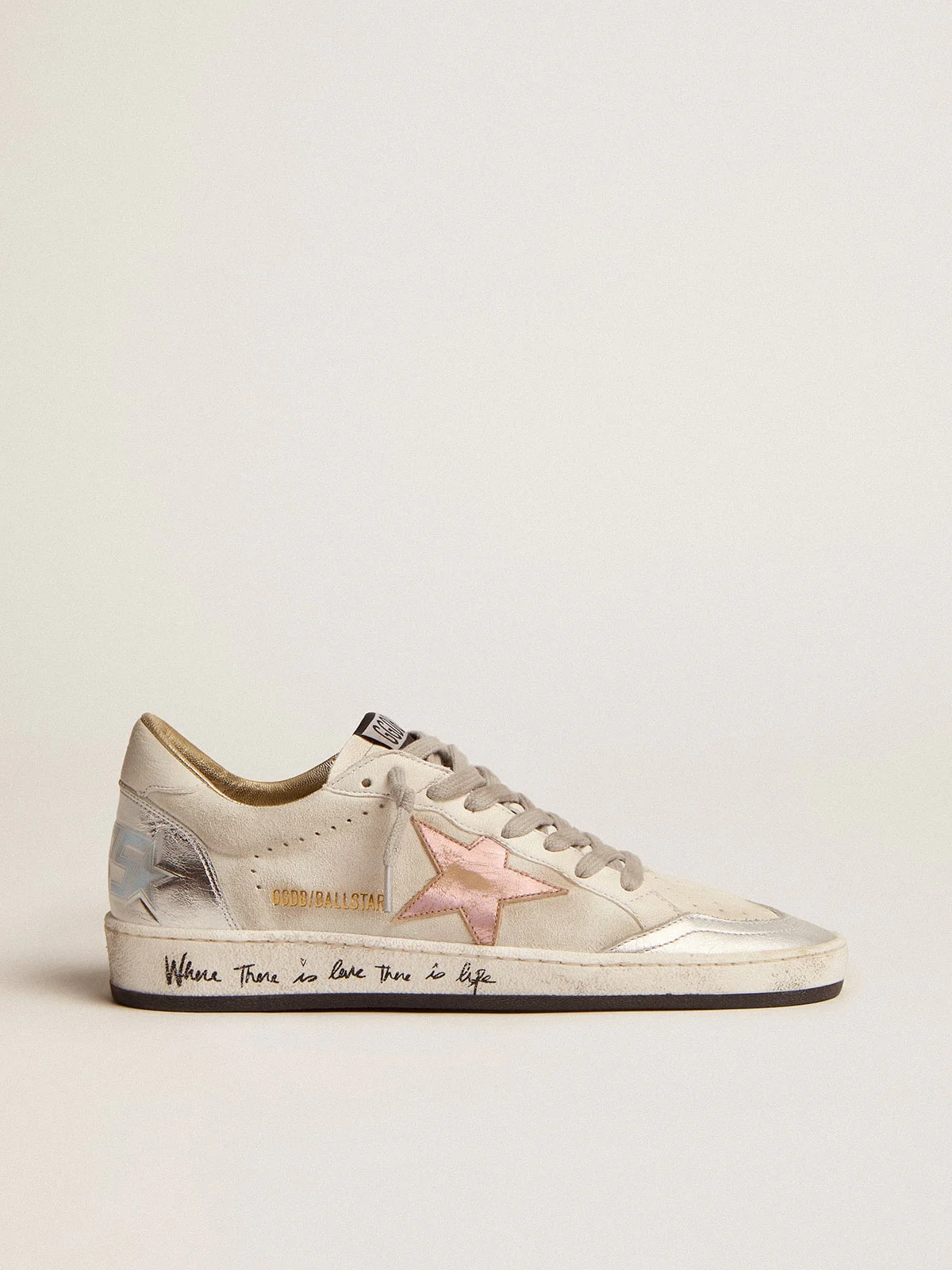 Women | Ball Star White Suede with Multicolor Inserts | White x Silver x Gold x Salmon Pink x Light Blue - Image 3