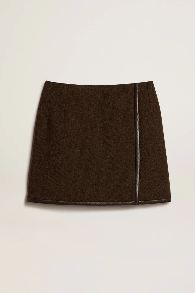 Women | Bark-Colored Wool Miniskirt | Wood Green - Image 4