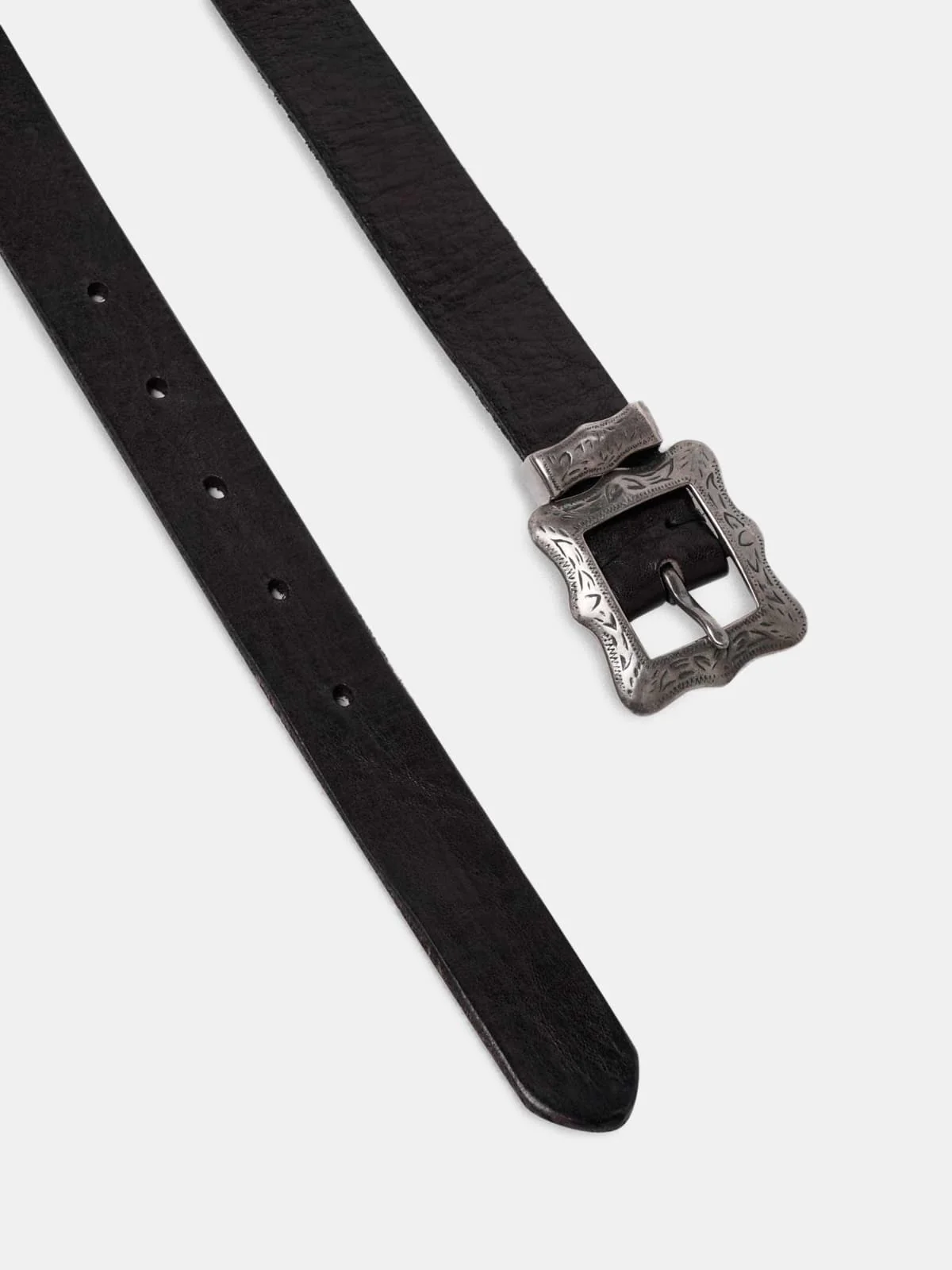 Women | Black Frame Belt with Wrought Metal Buckle - Image 3