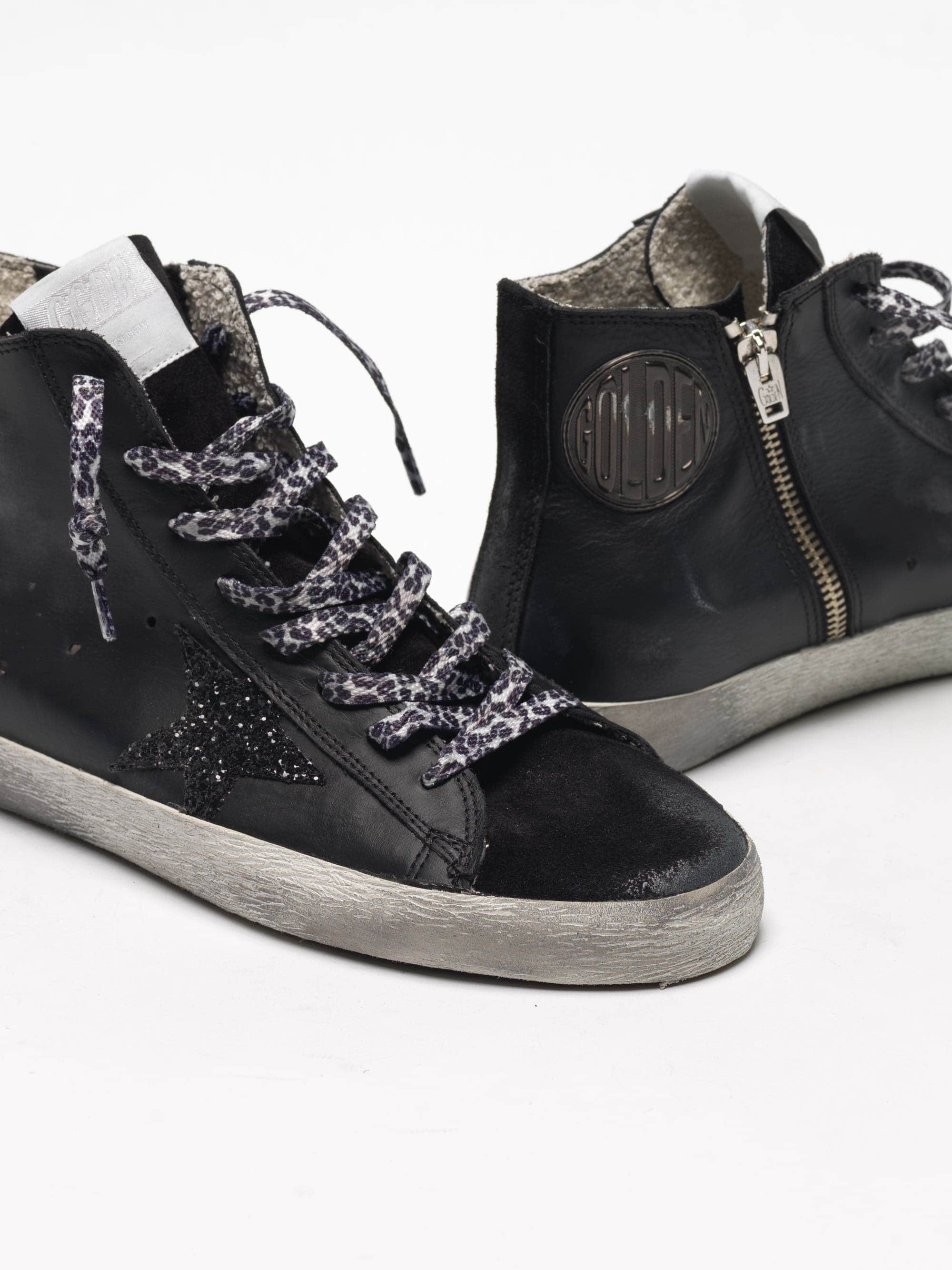 Women | Black Francy Sneakers Leather with Glittery Star - Image 2