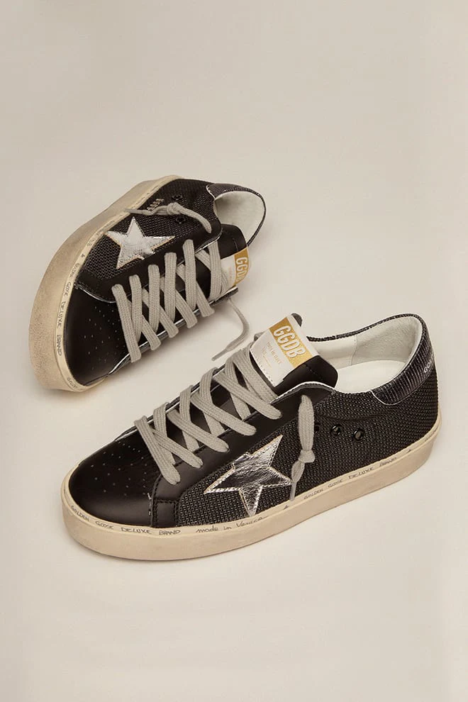 Women | Black Hi-Star Sneakers with Silver Star | Black x Silver - Image 6