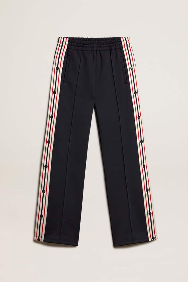 Women | Black Wo Joggers with Side Stripes | Dark Blue x Papyrus - Image 4