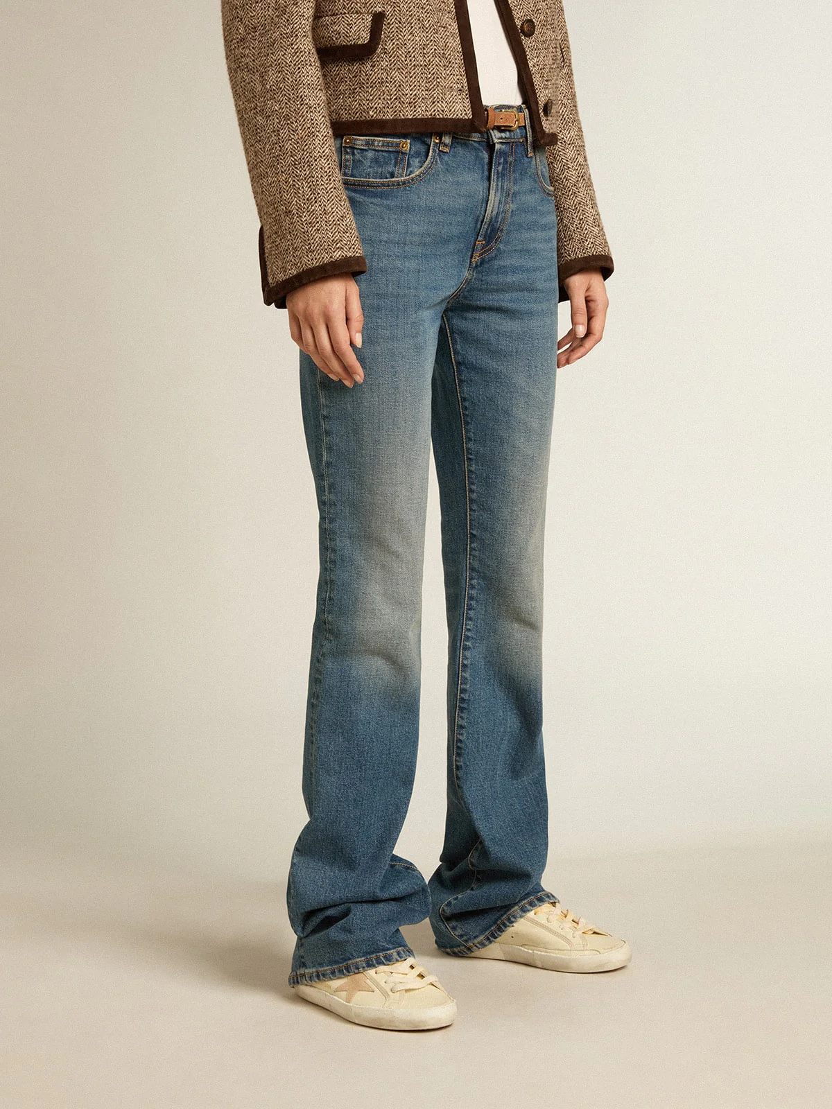 Women | Blue Jeans Elasticated Fabric | Blue - Image 9