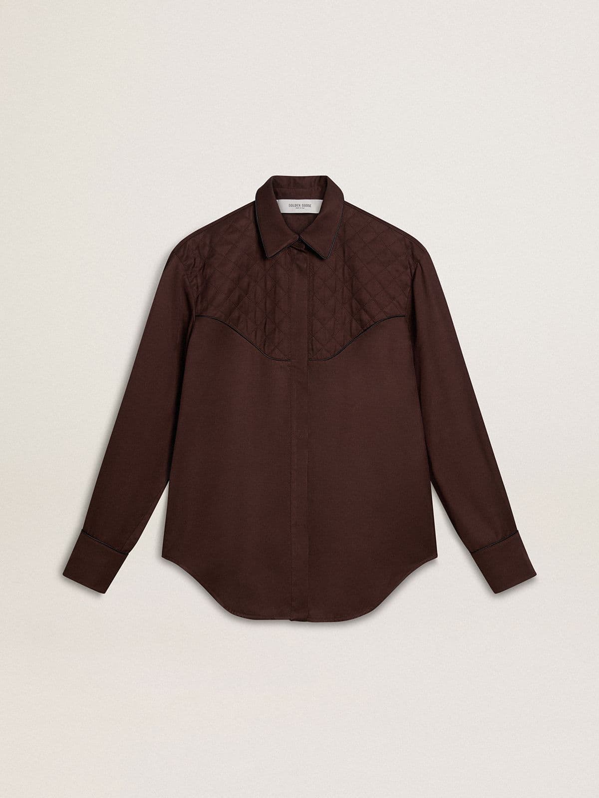 Women | Brown Shirt with Quilted Details | Coffee Bean - Image 10